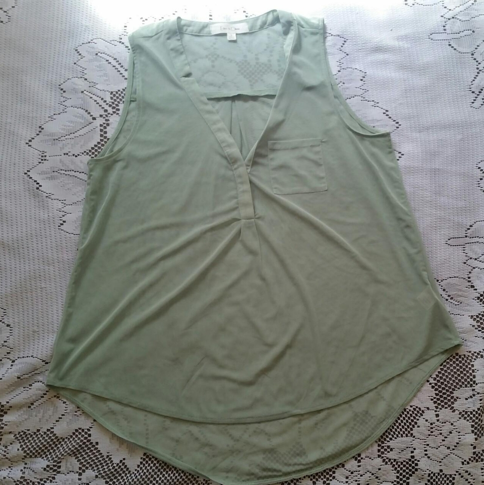 Sheer mint green tank top
